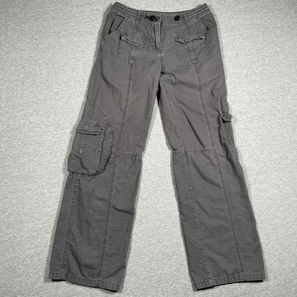 Brandy Melville Pants Womens 26x29 Gray Cargo Straight Leg Elastic Waist Casual